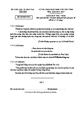 Đê thi chọn hoc sinh gioi cấp tỉnh môn Ngữ văn Lớp 9 - Năm học 2014-2015 - Sở GD & ĐT Phú Thọ (Có đáp án)
